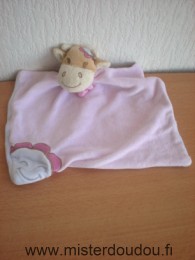 Doudou Vache Bengy Rosalie rose fleur rose 