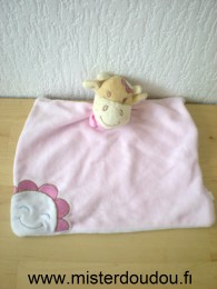 Doudou Vache Bengy Vache rosalie rose dessus mauve dessous 