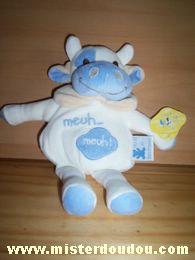 Doudou Vache Cmp Blanc beige bleu Eveil et tendresse