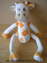 Doudou Vache Cmp Blanc taches oranges Bras et jambes qui coulissent
inscription 