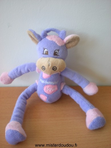 Doudou Vache Cmp Mauve rose inscription 