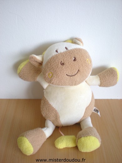 Doudou Vache Credit agricole Beige marron 