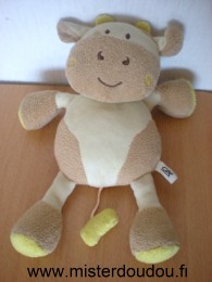 Doudou Vache Credit agricole Beige marron et jaune 