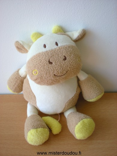 Doudou Vache Credit agricole Beige marron jaune 