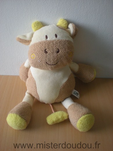 Doudou Vache Credit agricole Blanc marron 