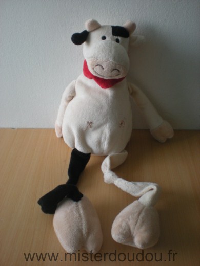 Doudou Vache Credit agricole Blanc noir foulard rouge 