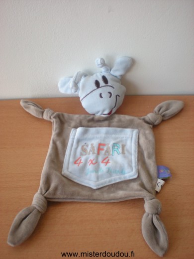 Doudou Vache Debonmatin Marron bleu inscription safari 4x4 jungle friends 