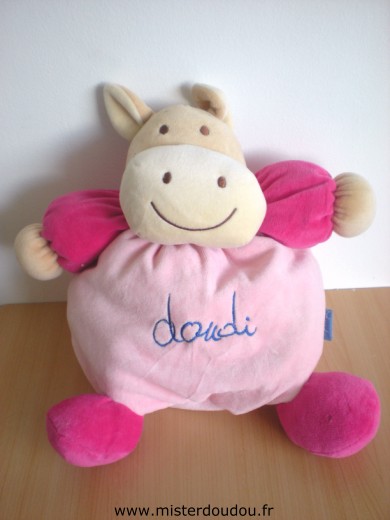 Doudou Vache Doudi Rose, rose fushia brodé doudi 