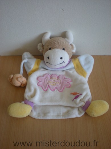 Doudou Vache Doudou et compagnie Blanc rose bonbon 