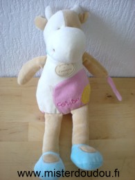 Doudou Vache Doudou et compagnie Cerise , blanc rose beige 