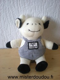 Doudou Vache Doudou et compagnie Tissus ecru noir 