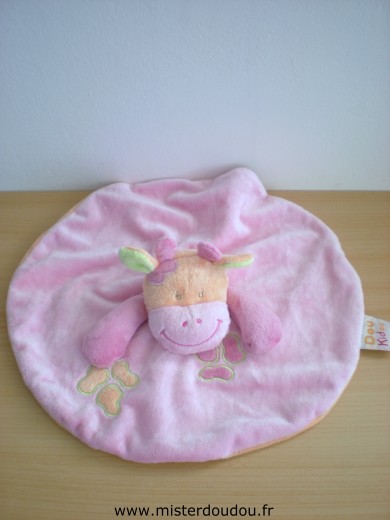 Doudou Vache Doukidou Rose dessus orange dessous 