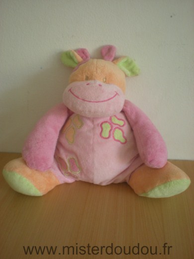 Doudou Vache Doukidou Rose orange vert 