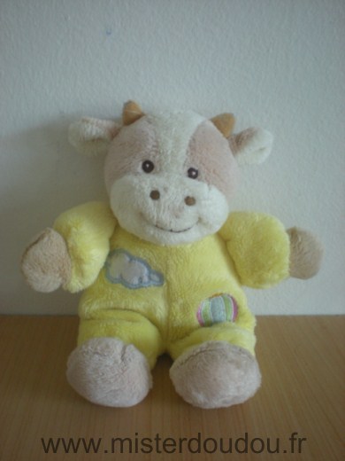 Doudou Vache Gipsy Jaune beige nuage montgolfiere 