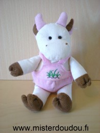 Doudou Vache Imaginarium Blanc rose marron en velour 