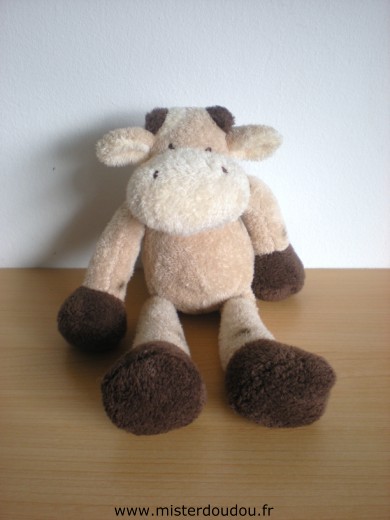 Doudou Vache Jean bourget Beige marron 