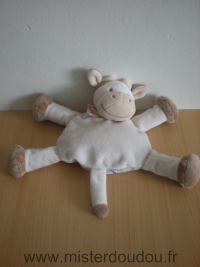 Doudou Vache Jollybaby Beige taches marrons foulard 