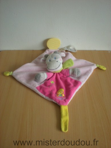 Doudou Vache Kiabi baby Rose oiseau jaune 