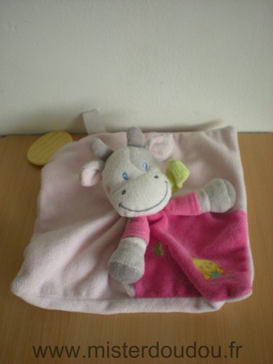 Doudou Vache Kiabi baby Rose rose fushia poussin jaune anneau dentaire 