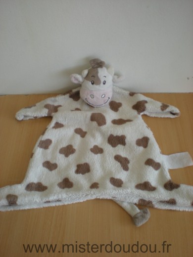 Doudou Vache Kimbaloo Ecru taches marron 