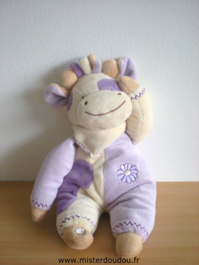 Doudou Vache Lascar Ecru mauve 