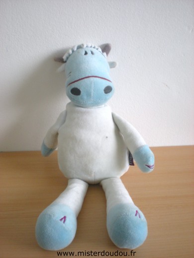 Doudou Vache Marese Blanc bleu 