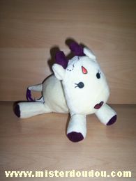 Doudou Vache Marese Ecru violet Son nez est un coeur brodé violet