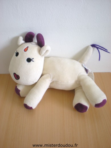 Doudou Vache Marese Ecru violet 