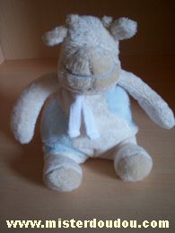 Doudou Vache - Marque non connue - Blanc bleu ciel foulard blanc 