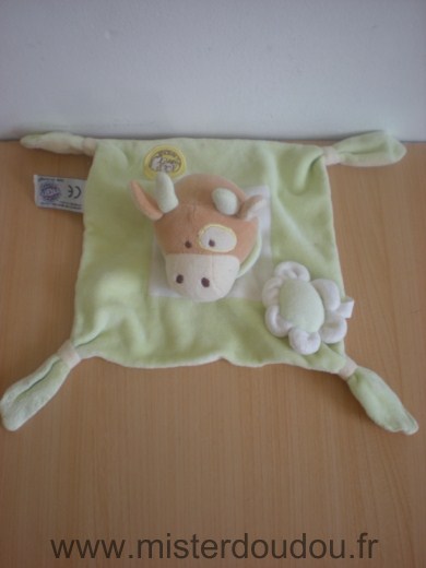 Doudou Vache Mgm Vert blanc fleur scratch ourson lune dodo d amour 