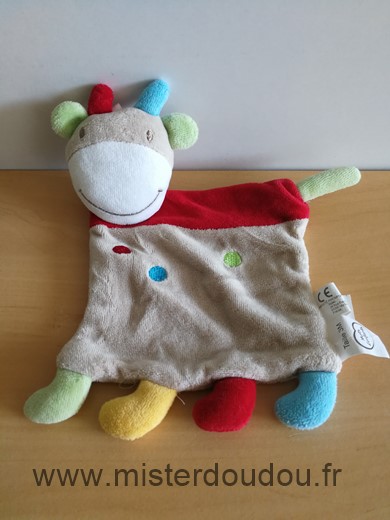 Doudou Vache Mots d enfants Beige rouge siplec 