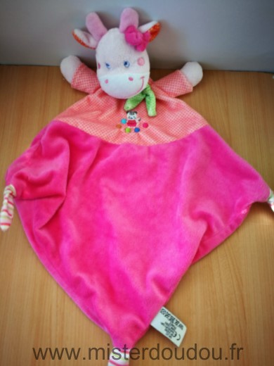 Doudou Vache Mots d enfants Girafe losange rose echarpe verte 