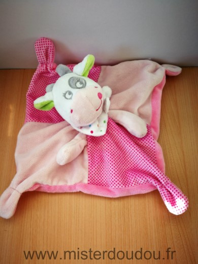 Doudou Vache Mots d enfants Rose blanc 