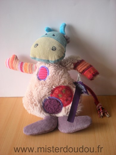 Doudou Vache Moulin roty Beige violet rouge les jolies pas beau 