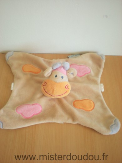 Doudou Vache Nattou Beige orange rose 