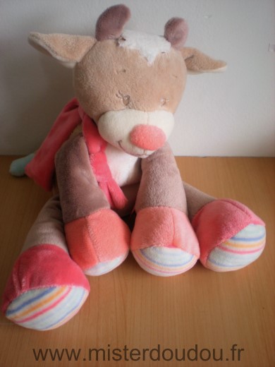 Doudou Vache Nattou Beige rose blanc les zamis 