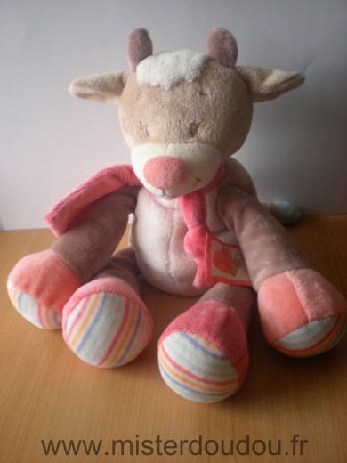 Doudou Vache Nattou Beige rose blanc les zamis 