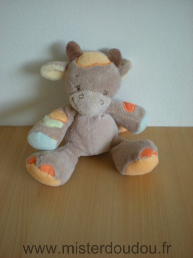 Doudou Vache Nattou Marron orange bleu 