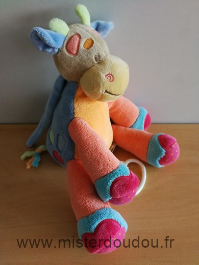 Doudou Vache Nattou Orange bleu vert rose 