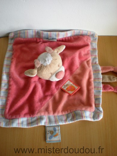 Doudou Vache Nattou Rose bord raye 