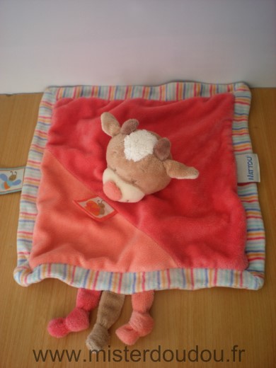 Doudou Vache Nattou Rose orange 