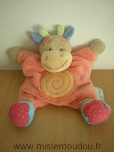 Doudou Vache Nattou Rose spirale orange 