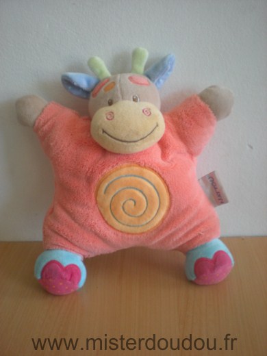 Doudou Vache Nattou Rose spirale orange 