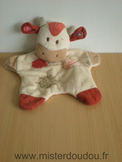 Doudou Vache Nature et découvertes Ecru ronds beige bordeau 