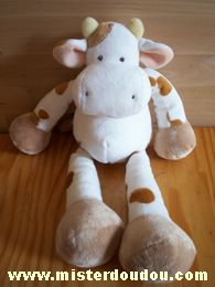 Doudou Vache Nicotoy Blanc taches marron 