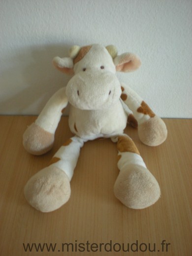 Doudou Vache Nicotoy Blanche taches marron 