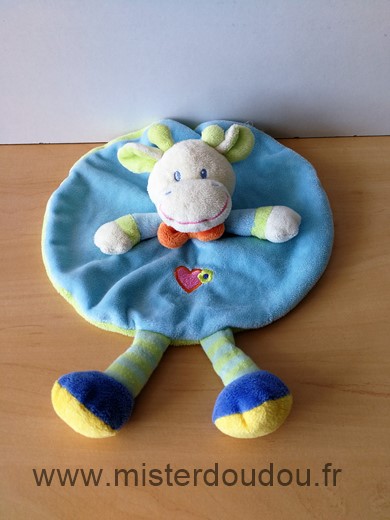 Doudou Vache Nicotoy Bleu vert coeur 