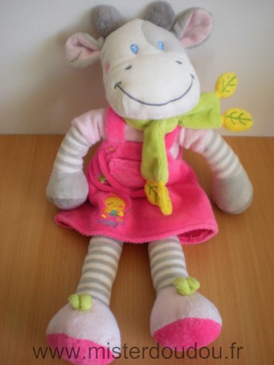 Doudou Vache Nicotoy Robe rose poussin jaune 