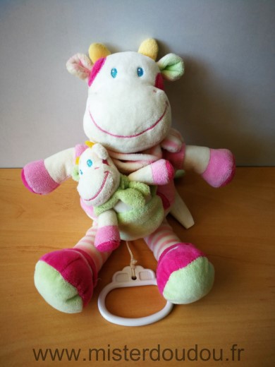 Doudou Vache Nicotoy Rose blanc sac bebe 