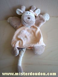 Doudou Vache Noukie s Beige rose saumon 